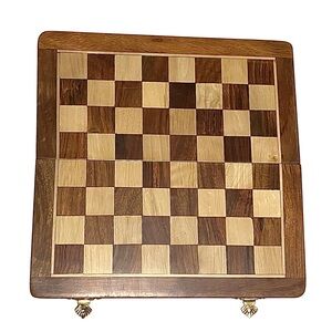 Solid Wood Acacia and Rosewood Folding Magnetic Chess Board